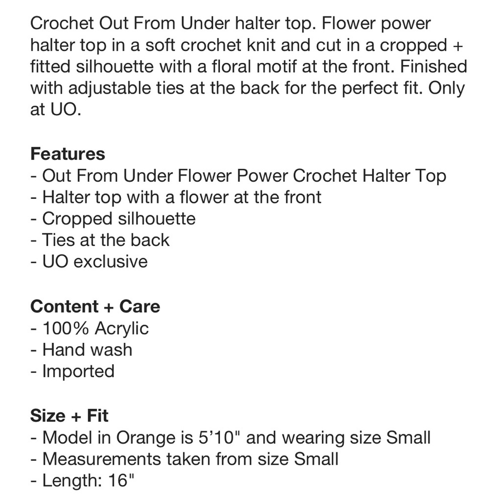 Urban outfitters out from under flower power crochet top - Picture 4 of 6